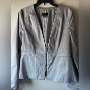 Women's Gray Suit Jacket Size 14 Attention Brand Very Long Sleeves Short Zipper